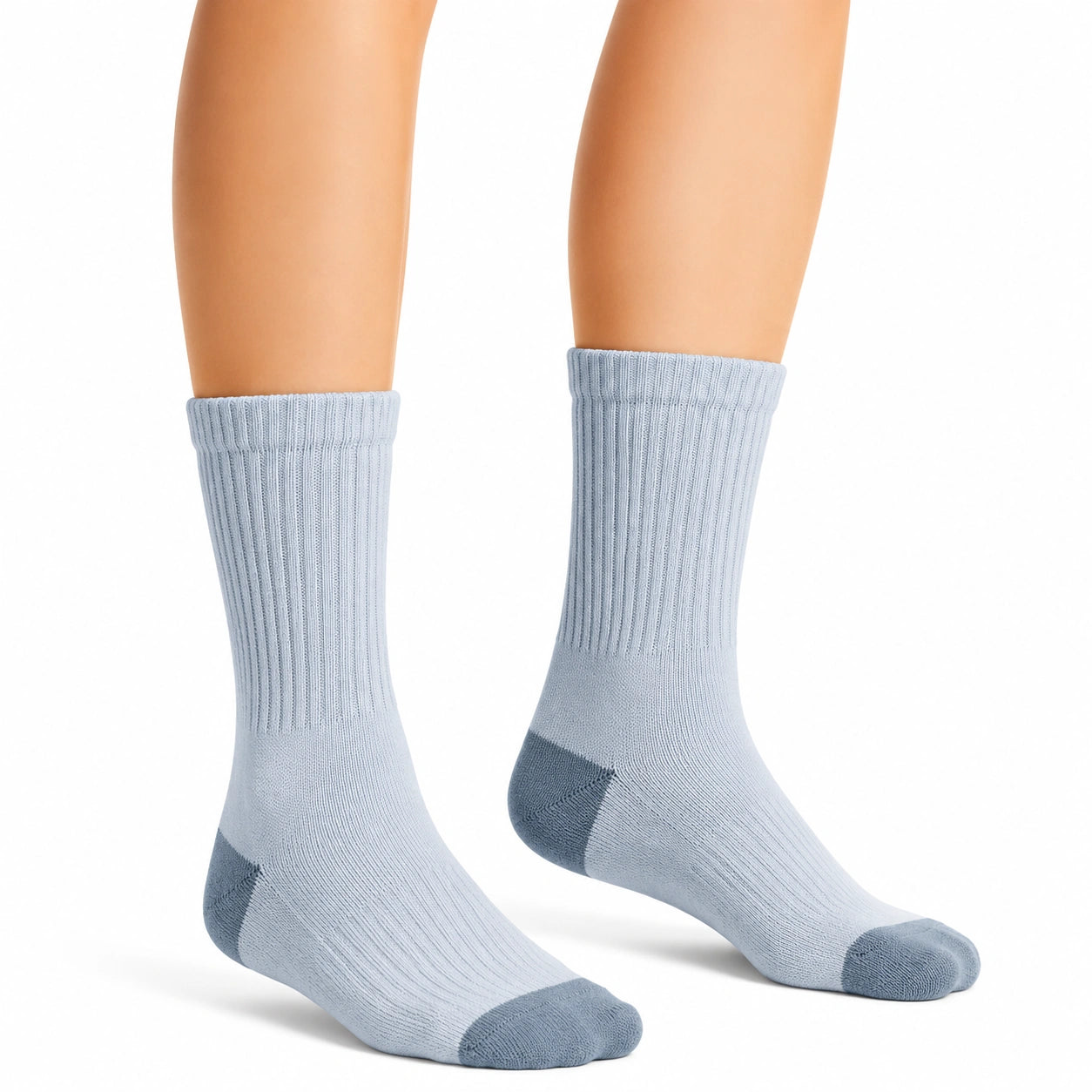 Sportsocken 35-38 aus Textil in Hellblau-Grau mit Rippstrick