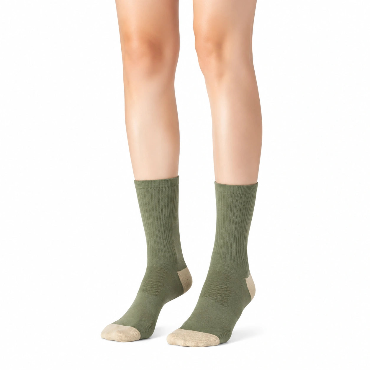 Socken Größe 39-42 Grün Beige Gerippt Freizeit