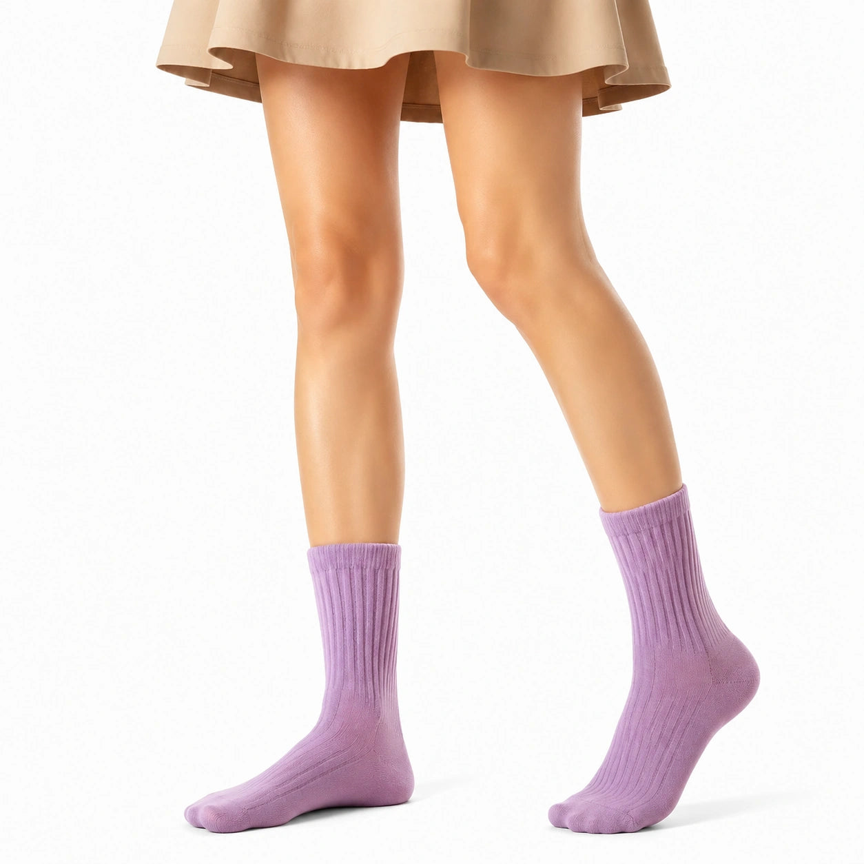 Socken 35-38 aus Textil in Lila mit Rippstrick