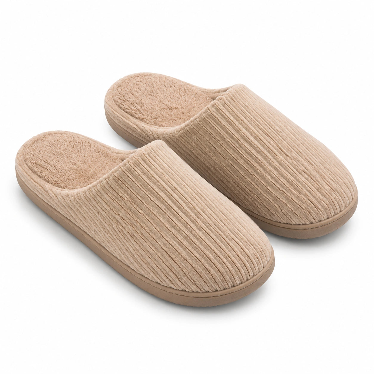 Hausschuhe Größe 38/39 Beige Textil mit Rippstruktur für Damen und Herren