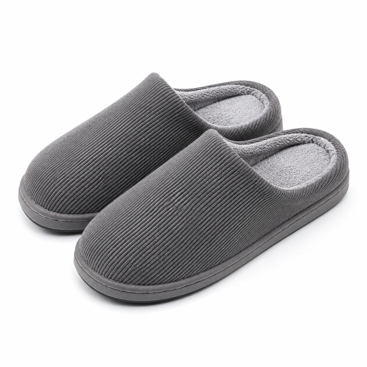 Hausschuhe Größe 42/43 aus Textil Grau mit Warmfutter für Innenräume