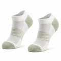 Sportsocken 35-38 aus Stricktextil in Weiß/Salbeigrün mit atmungsaktiver Struktur