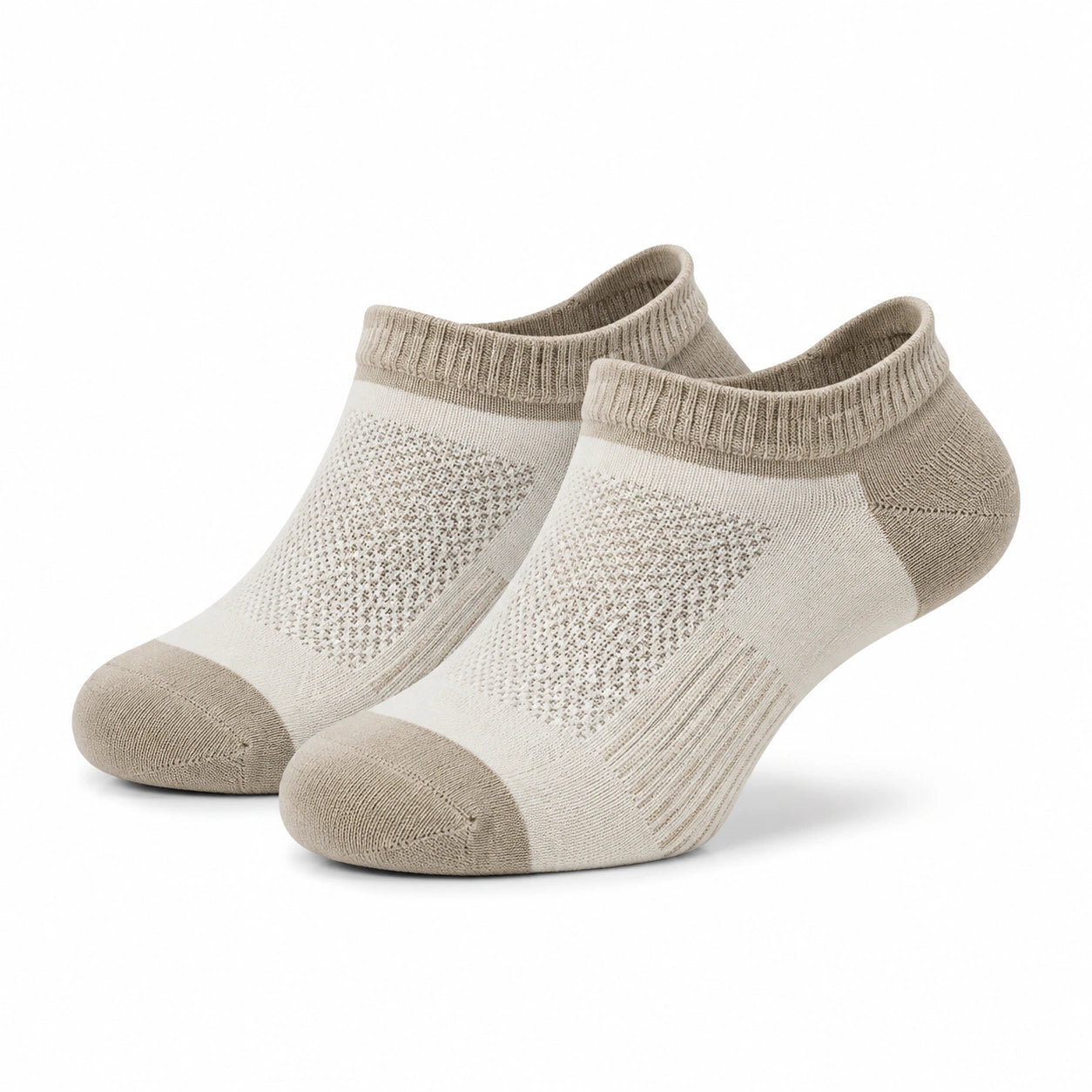 Sneakersocken 39-42 aus Textilfasern in Beige - atmungsaktiv mit geripptem Bund