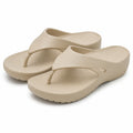 Damen Zehentrenner Pantoletten Größe 40/41 Beige aus Kunststoff mit Keilabsatz
